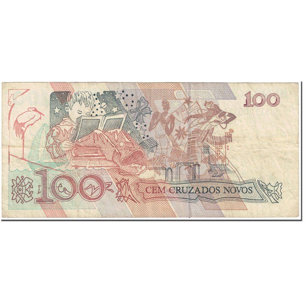 Banconote, Brasile, 100 Cruzados Novos, 1989, Undated (1989), KM:220b, MB