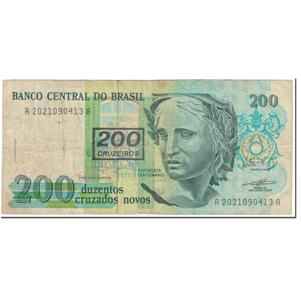 Banconote, Brasile, 200 Cruzeiros on 200 Cruzados Novos, 1991, Undated (1991)