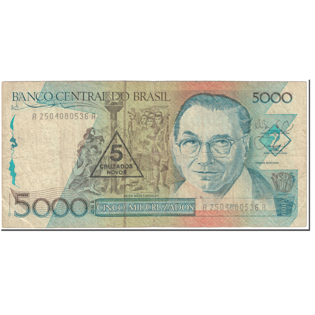 Banconote, Brasile, 5 Cruzados Novos on 5000 Cruzados, 1988, Undated (1988)