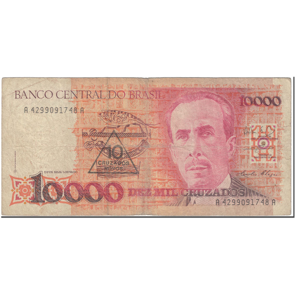 Banconote, Brasile, 10 Cruzados Novos on 10,000 Cruzados, 1990, UNdated (1990)