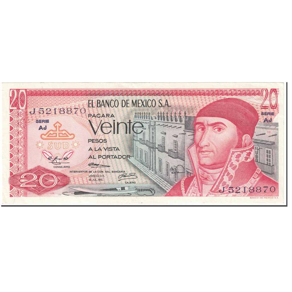 Banknote, Mexico, 20 Pesos, 1973, 1973-07-18, KM:64a, UNC(65-70)