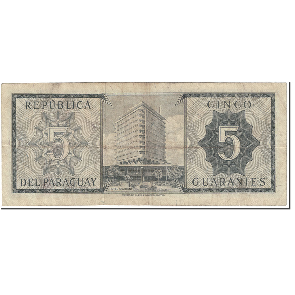 Billet, Paraguay, 5 Guaranies, 1963, Undated (1963), KM:195b, TB