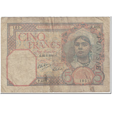 Banknote, Tunisia, 5 Francs, 1941, 1941-01-25, KM:8b, VG(8-10)