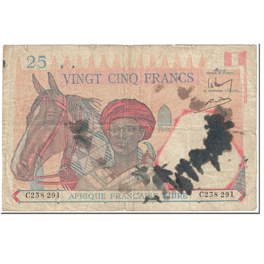 Banknote, French Equatorial Africa, 25 Francs, 1941, Undated (1941), KM:7a
