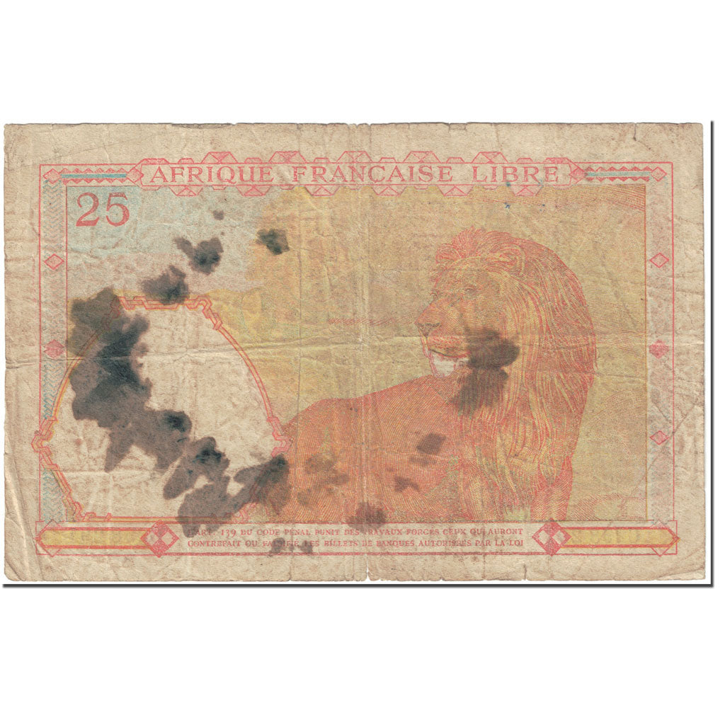 Banknote, French Equatorial Africa, 25 Francs, 1941, Undated (1941), KM:7a