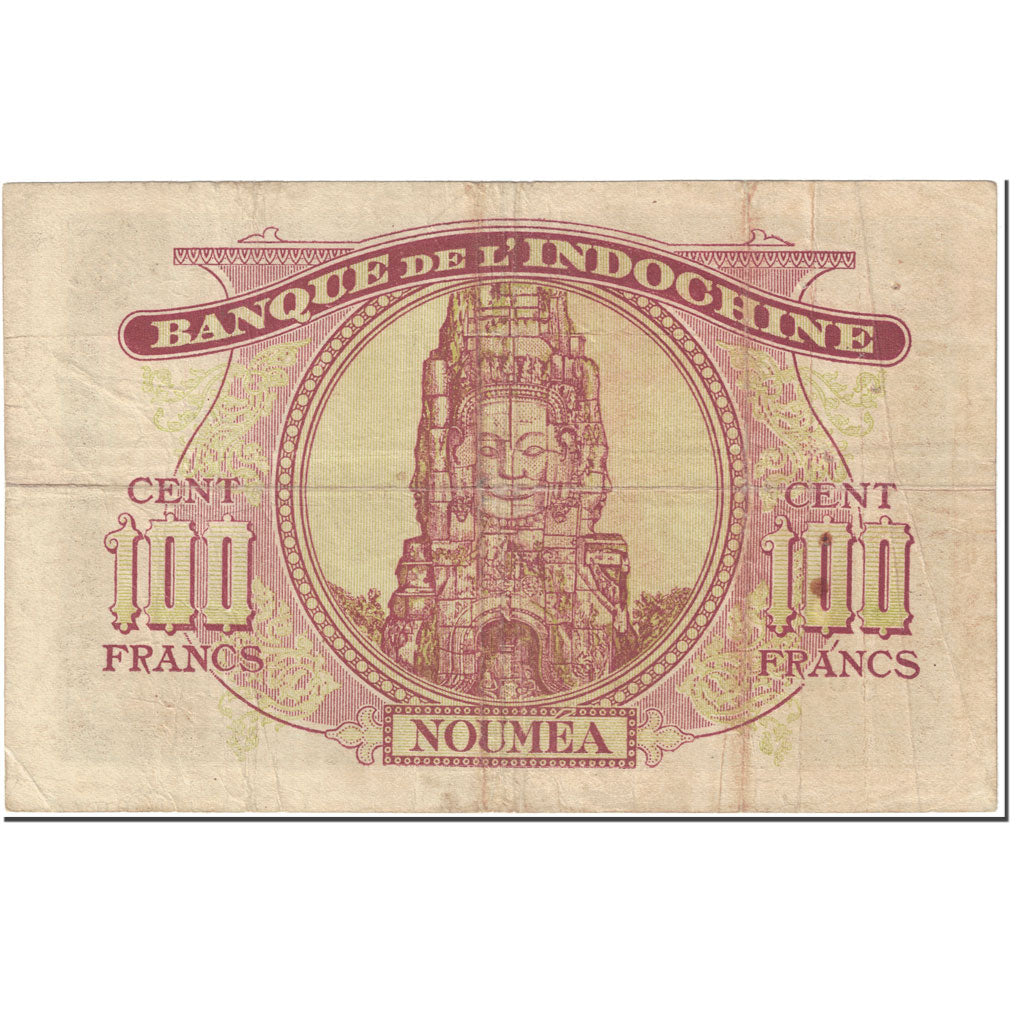 Nota, Nova Caledónia, 100 Francs, 1942, Undated (1942), KM:44, VF(20-25)