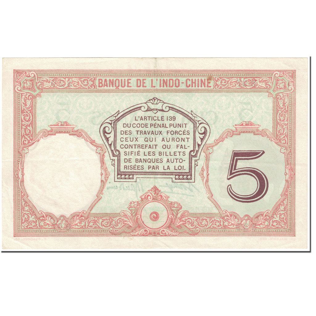 Banknote, New Caledonia, 5 Francs, 1926, Undated (1926), KM:36b, AU(55-58)