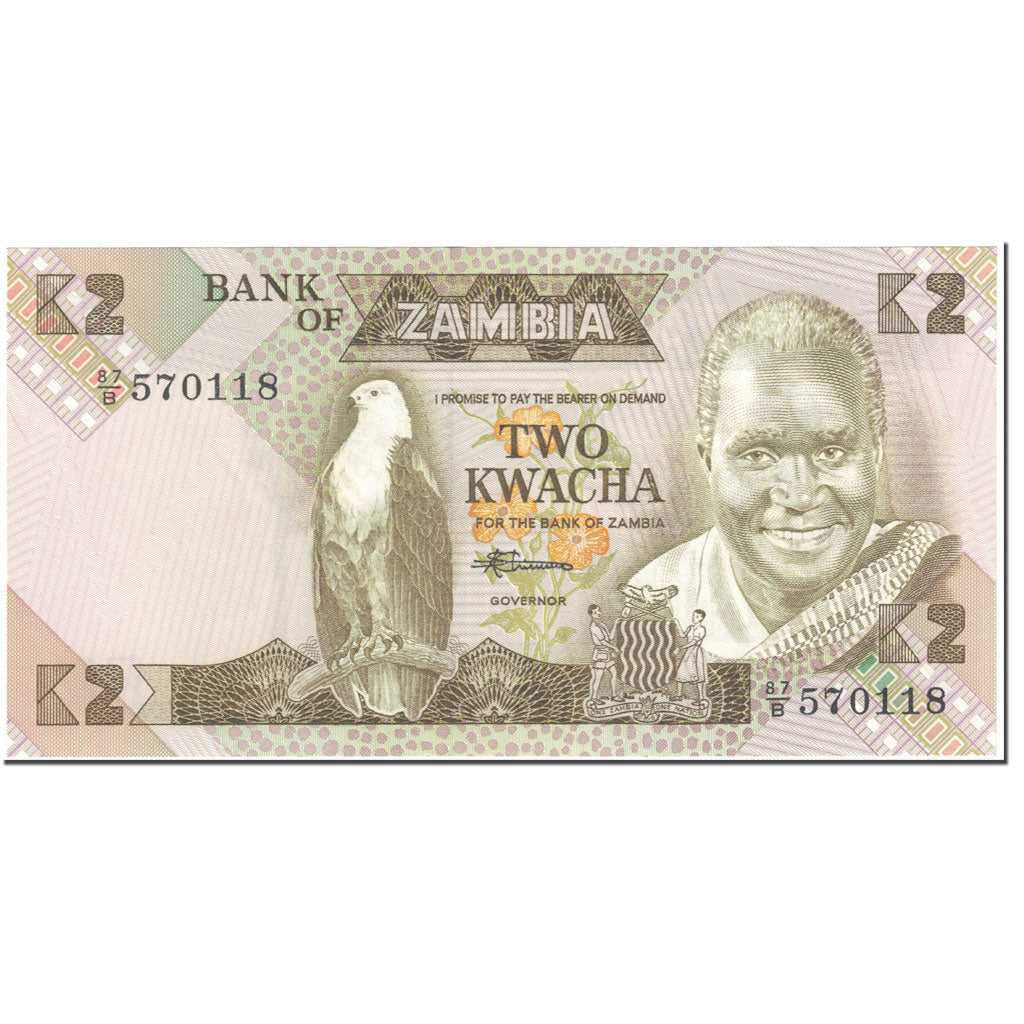 Banknote, Zambia, 2 Kwacha, 1980-88, Undated (1980-88), KM:24c, UNC(65-70)