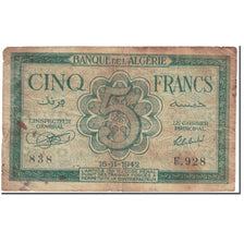 Banknote, Algeria, 5 Francs, 1942, 1942-11-16, KM:91, VF(20-25)