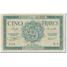 Banknote, Algeria, 5 Francs, 1942, 1942-11-16, KM:91, VF(20-25)