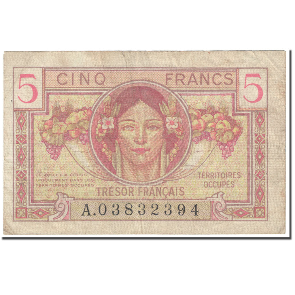 Francja, 5 Francs, 1947 French Treasury, 1947, Undated (1947), EF(40-45)