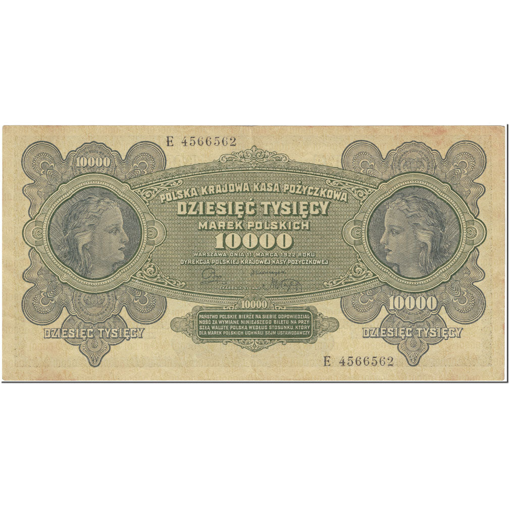 Banknote, Poland, 10,000 Marek, 1922, 1922-03-11, KM:32, EF(40-45)