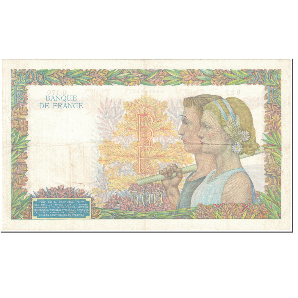 France, 500 Francs, La Paix, 1940, 1940-05-16, EF(40-45), Fayette:32.2, KM:95a