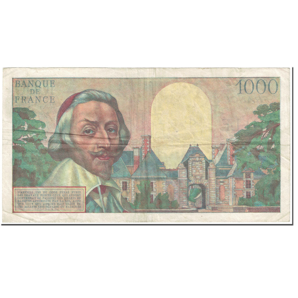 Francia, 1000 Francs, Richelieu, 1955, 1955-12-01, BB, Fayette:42.17, KM:134a