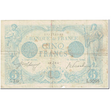 Francja, 5 Francs, Bleu, 1915, 1915-12-11, VG(8-10), Fayette:2.34, KM:70