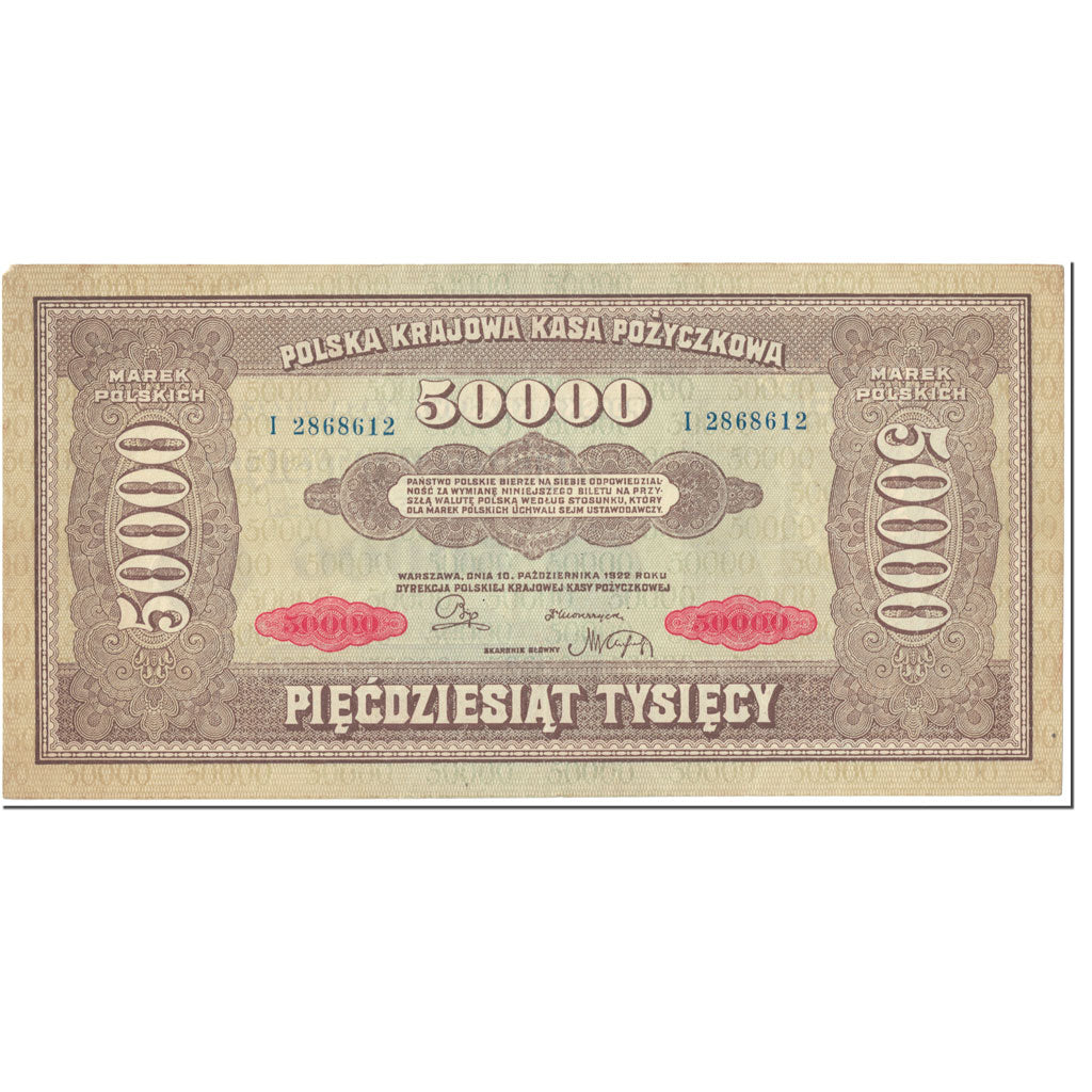 Banknote, Poland, 50,000 Marek, 1922, 1922-10-10, KM:33, AU(55-58)