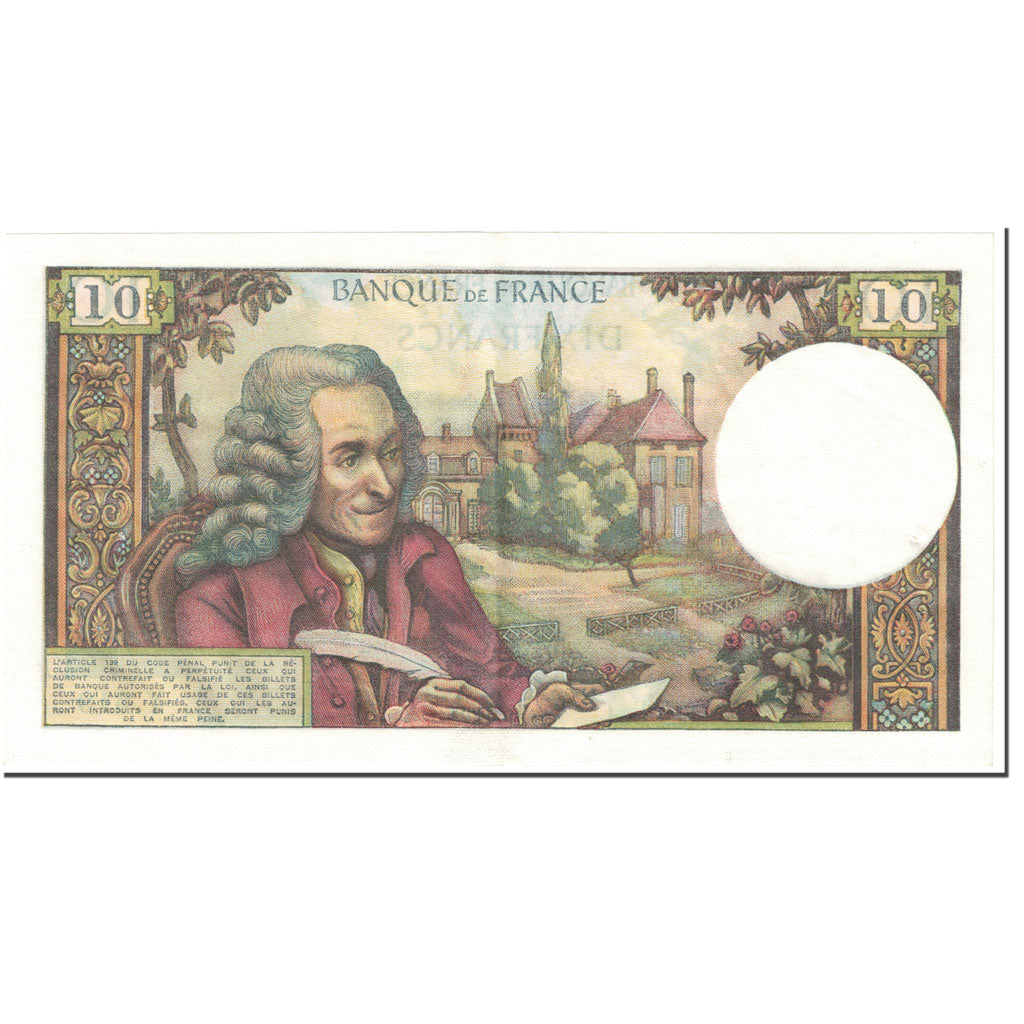 France, 10 Francs, Voltaire, 1970, 1970-09-03, EF(40-45), Fayette:62.46, KM:147c