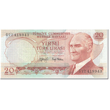 Banknote, Turkey, 20 Lira, 1974, Old Date 1970-10-14, KM:187a, UNC(65-70)