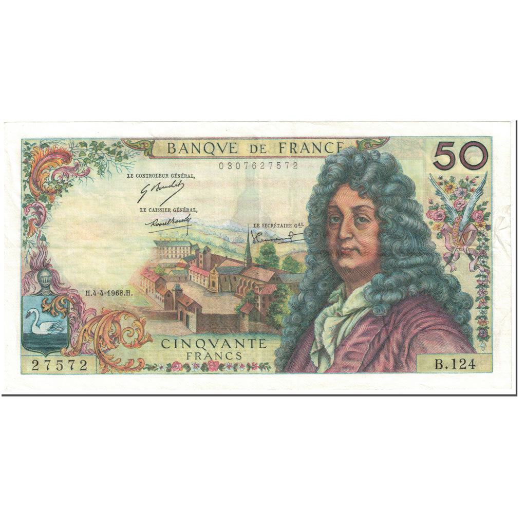 France, 50 Francs, Racine, 1968, 1968-04-04, TTB, Fayette:64.11, KM:148c