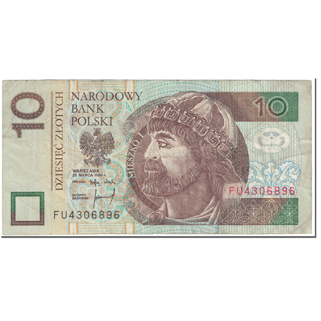 Geldschein, Polen, 10 Zlotych, 1995, Old Date (25.3.1994), KM:173a, SS
