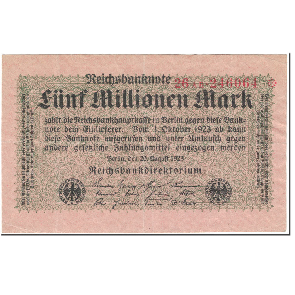 Banknote, Germany, 5 Millionen Mark, 1923, 1923-08-20, KM:105, EF(40-45)