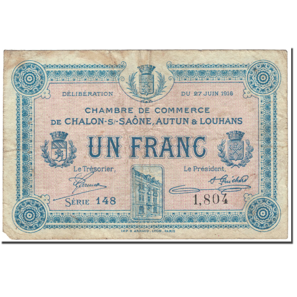 Frankrijk, Chalon-s-/-Saône, Autun & Louhans, Franc, 1916, TB