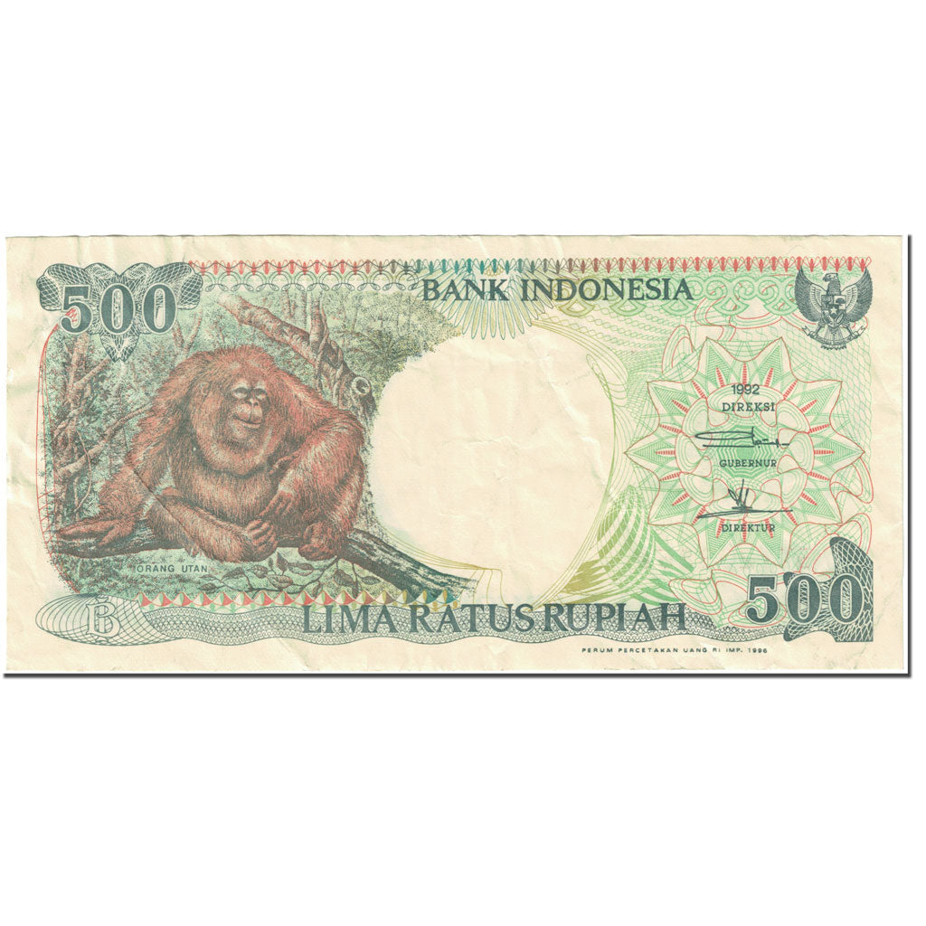 Banconote, Indonesia, 500 Rupiah, 1996, Old date (1992), KM:128e, MB
