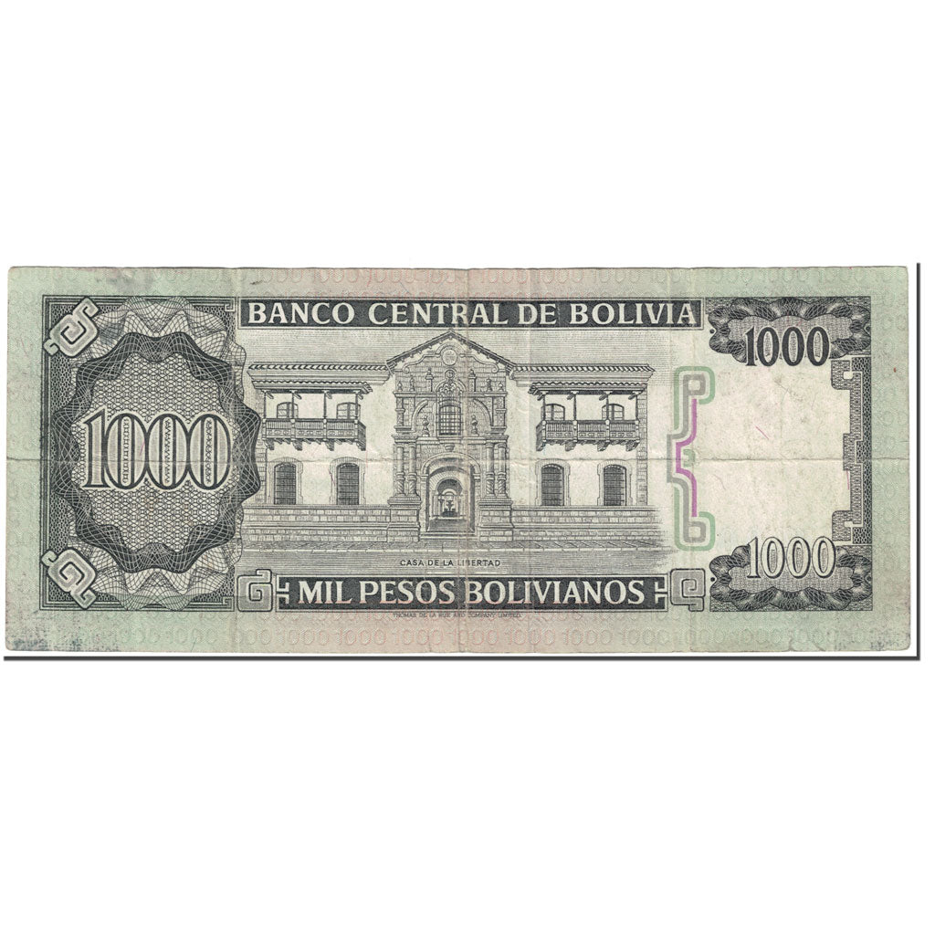 Banknot, Bolivia, 1000 Pesos Bolivianos, 1982, 1982-06-25, KM:167a, VF(20-25)