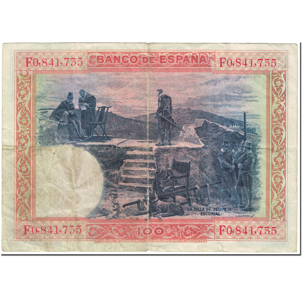 Banconote, Spagna, 100 Pesetas, 1936, 1936 (Old date (1925-07-01)), KM:69c, B