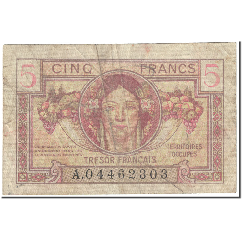 França, 5 Francs, 1947, Undated (1947), VF(20-25), Fayette:VF29.1, KM:M6a