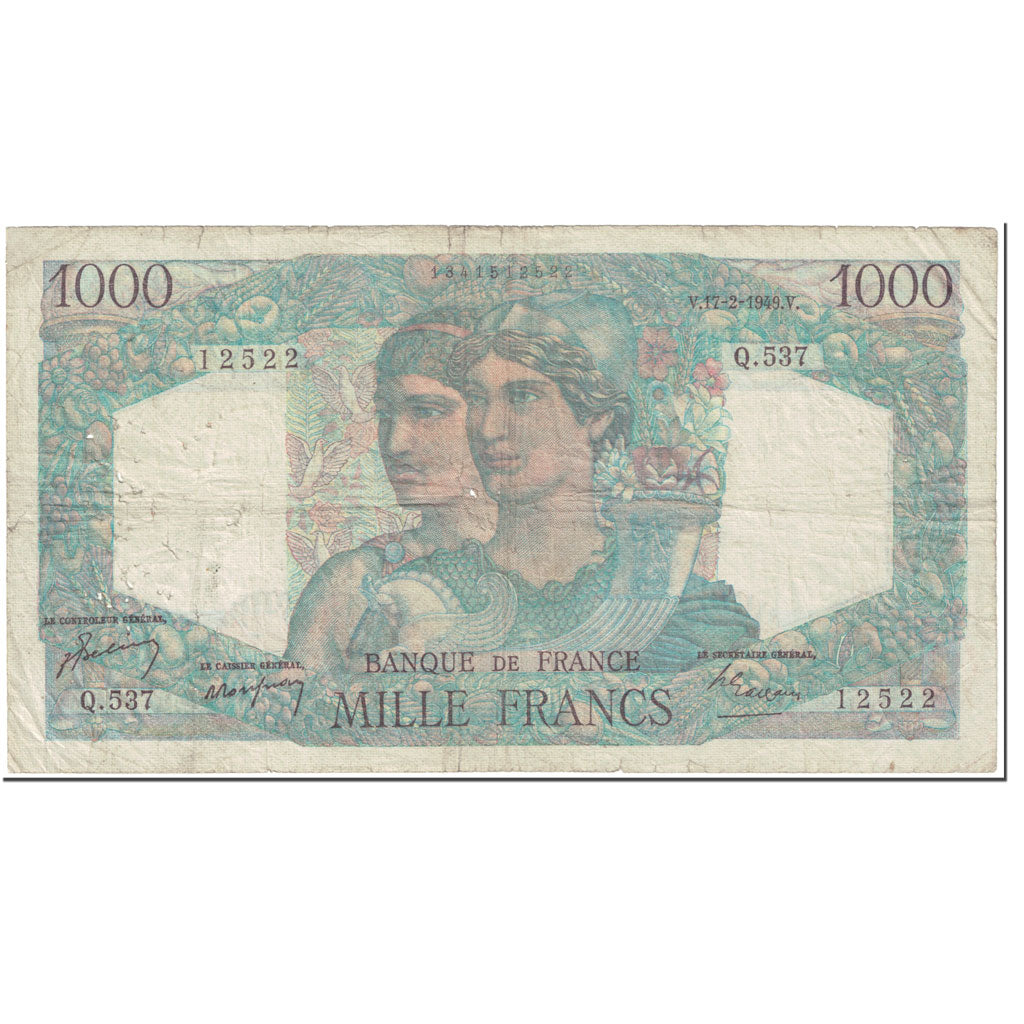 France, 1000 Francs, 1949, 1949-02-17, F(12-15), Fayette:41.31, KM:130b