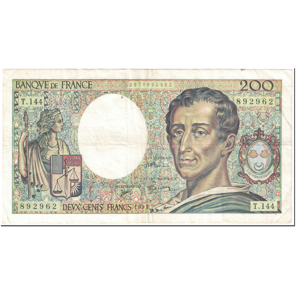 France, 200 Francs, Montesquieu, 1992, Undated (1992), EF(40-45)