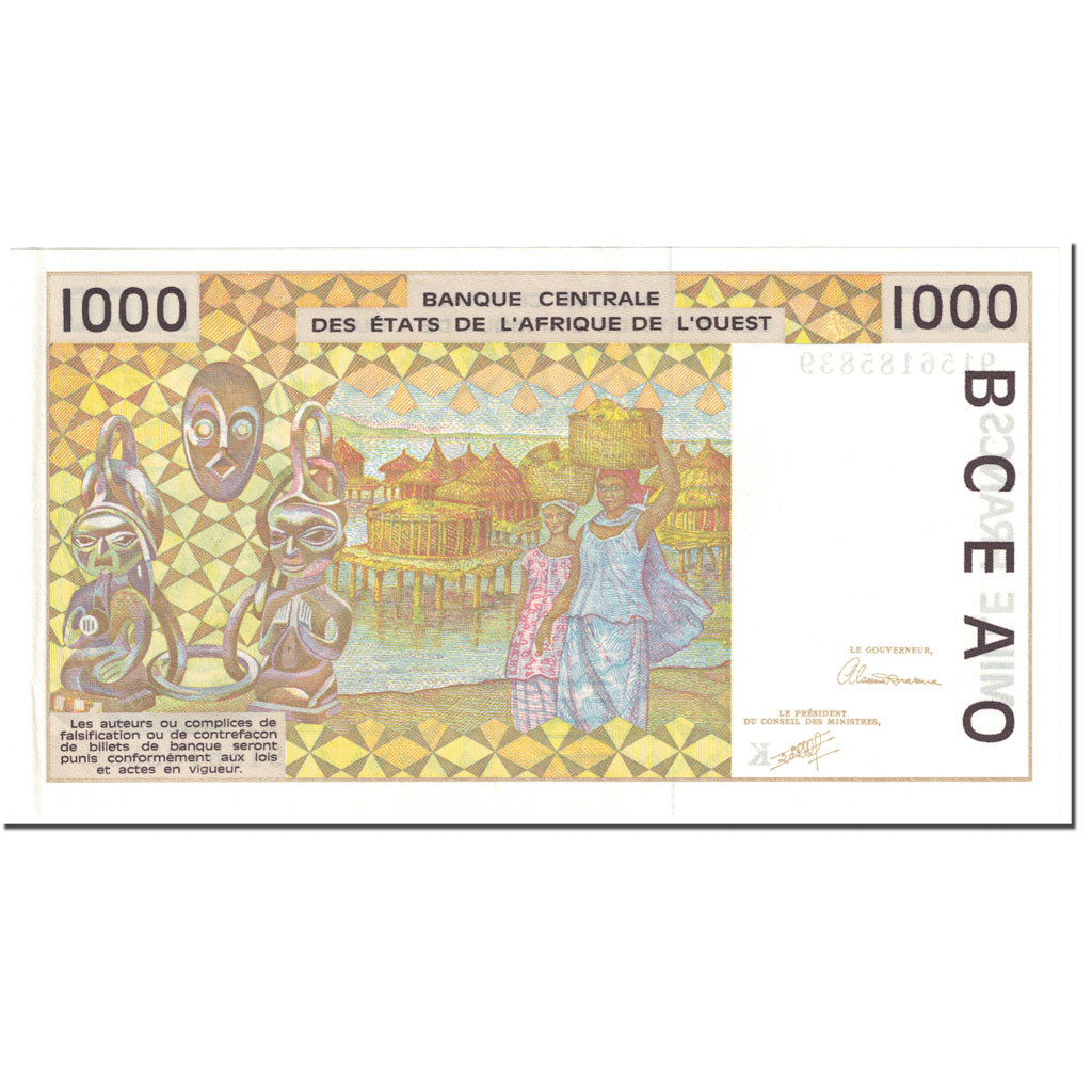 Banknote, West African States, 1000 Francs, 1991, Undated (1991), KM:711Ka