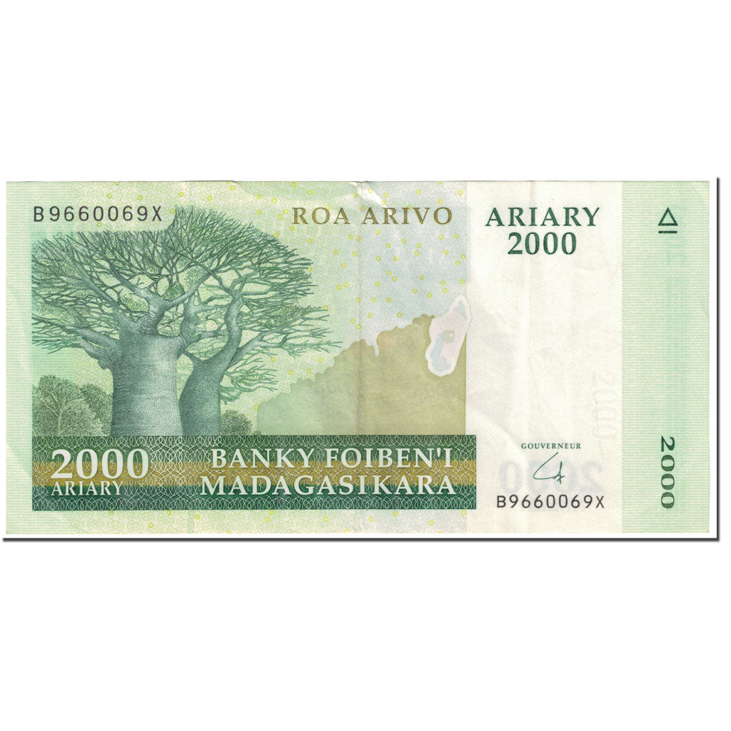 Banknote, Madagascar, 2000 Ariary, 2009, Undated (2009), KM:90b, EF(40-45)