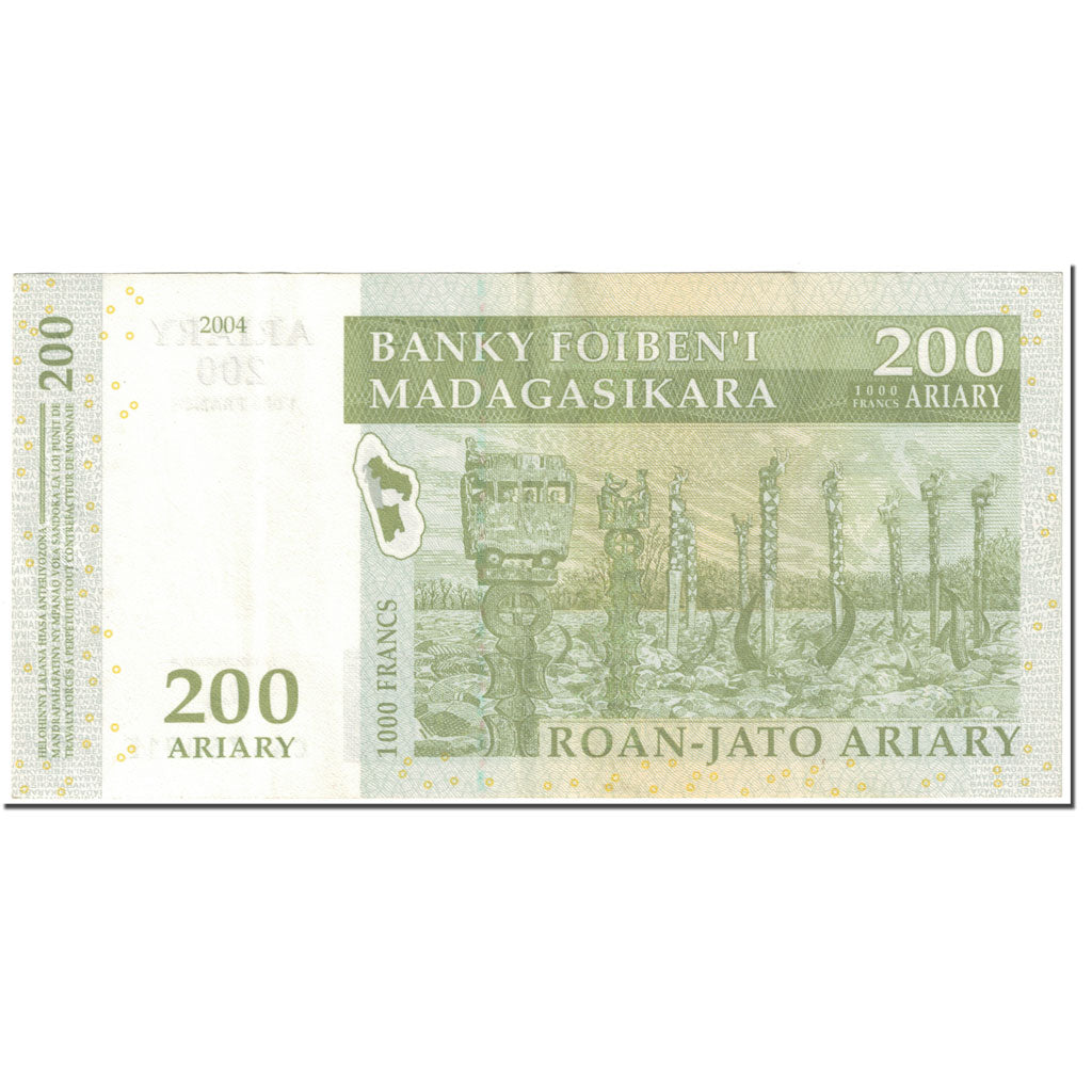 Biljet, Madagascar, 200 Ariary, 2004, Undated (2004), KM:87b, TTB