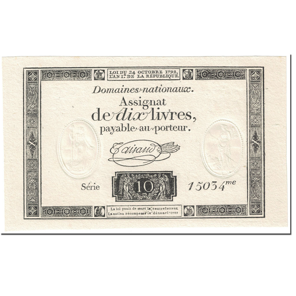 Frankreich, 10 Livres, 1792, Taisaud, 1792-10-24, VZ, KM:A66b, Lafaurie:161b