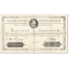 Francia, 50 Livres, 1791, Jamin, 1791-06-19, MB, KM:A43, Lafaurie:138