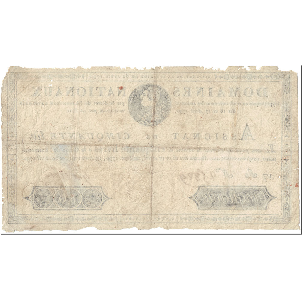 França, 50 Livres, 1792, 1792-04-30, AG(1-3), KM:A58, Lafaurie:153