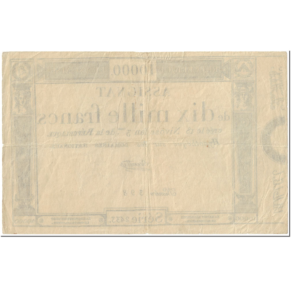 France, 10,000 Francs, 1795, Deperthe, 18 nivôse de l'an 3 - (7 janvier 1795).