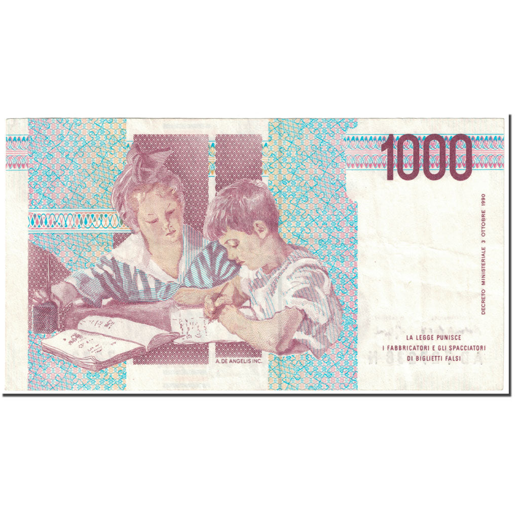 Biljet, Italië, 1000 Lire, 1990, UNdated (1990), KM:114b, SUP