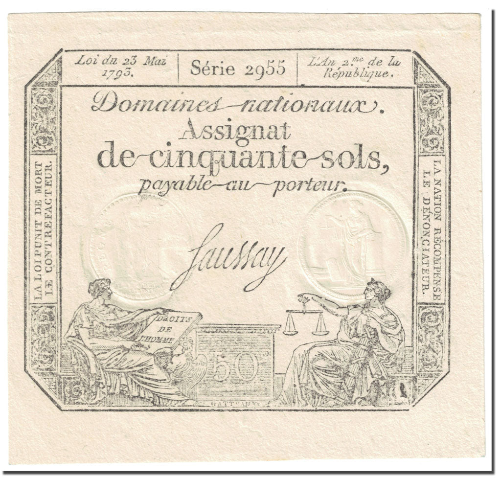 France, 50 Sols, 1793, Faussay, L'an 2ème de la République - (23 mai 1793)