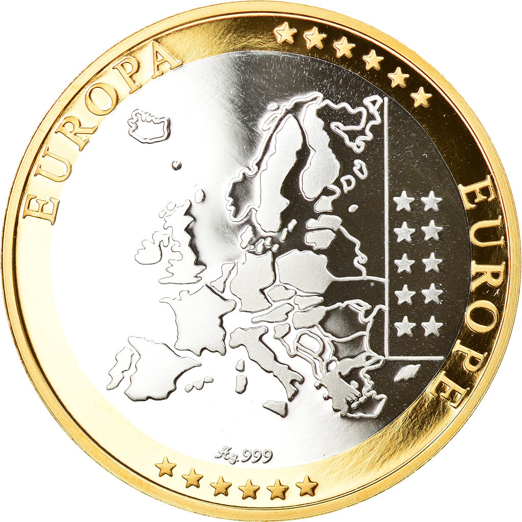 Monaco, Medal, L'Europe, Monaco, Politics, Society, War, MS(65-70), Silver