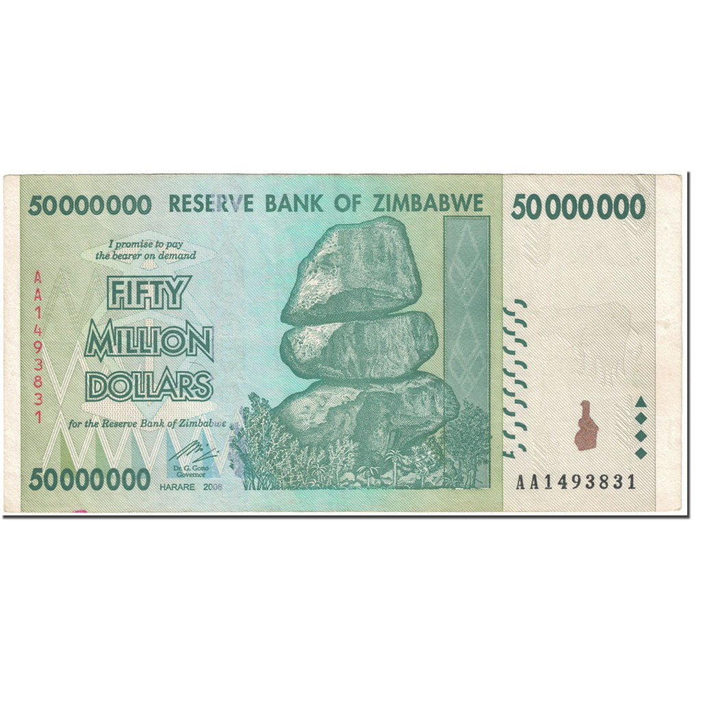 Banknote, Zimbabwe, 50 Million Dollars, 2008, 2008-12-03, KM:79, EF(40-45)