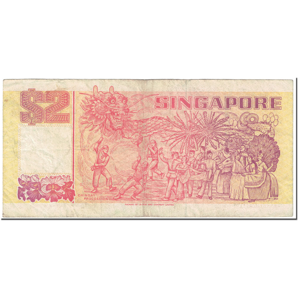 Banknote, Singapore, 2 Dollars, 1990, UNdated (1990), KM:27, VF(20-25)