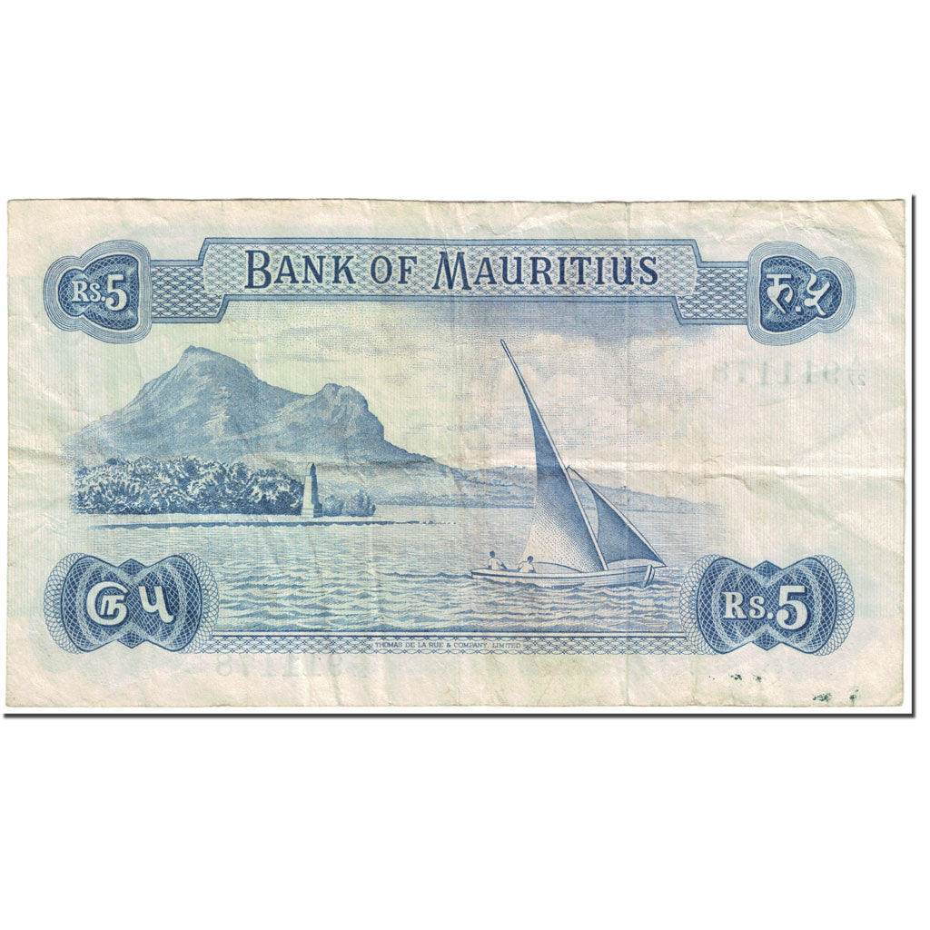 Banknote, Mauritius, 5 Rupees, 1967, Undated (1967), KM:30c, VF(20-25)