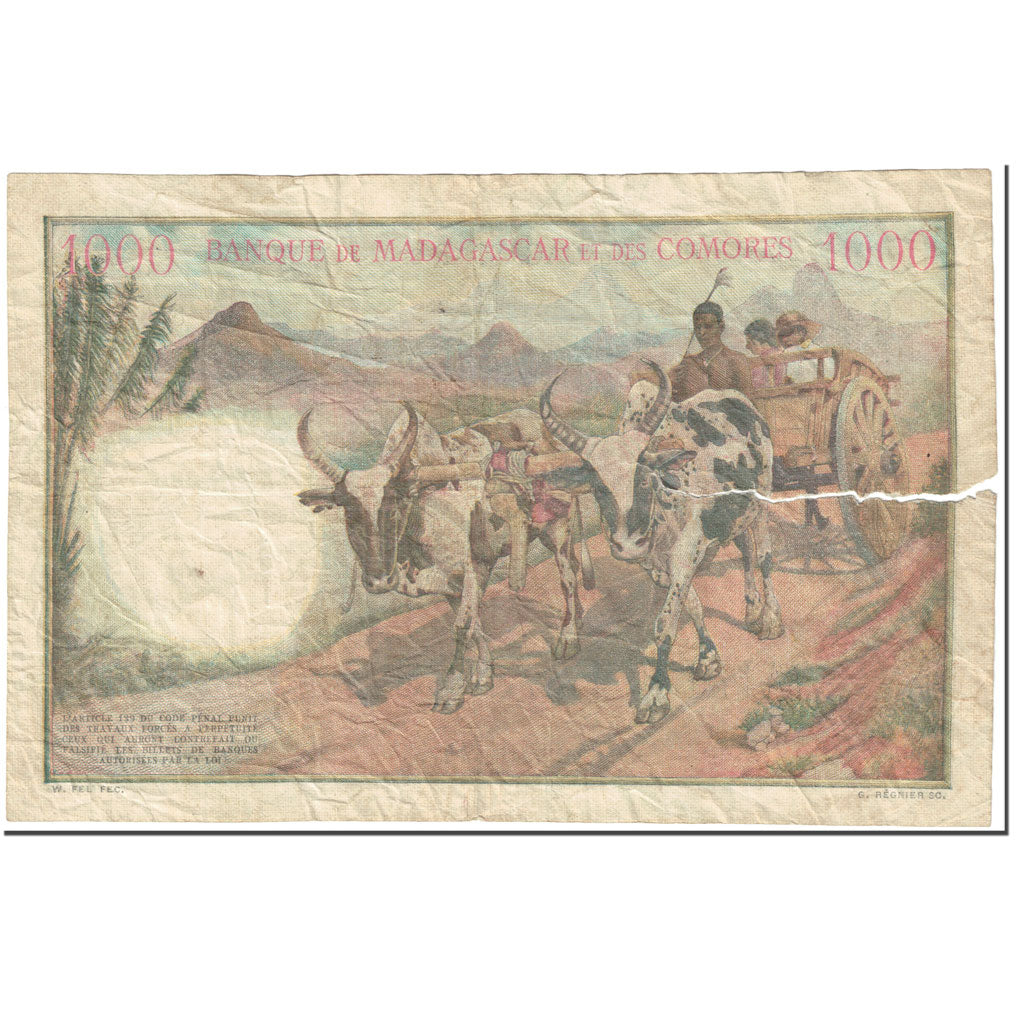 Banknote, Comoros, 1000 Francs, 1963, Undated (1963), KM:5b, AG(1-3)