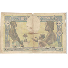 Banknote, Madagascar, 100 Francs, 1937, Undated (1937), KM:40, VG(8-10)