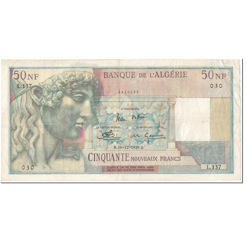 Banknote, Algeria, 50 Nouveaux Francs, 1959, 1959-12-18, KM:120A, VF(30-35)