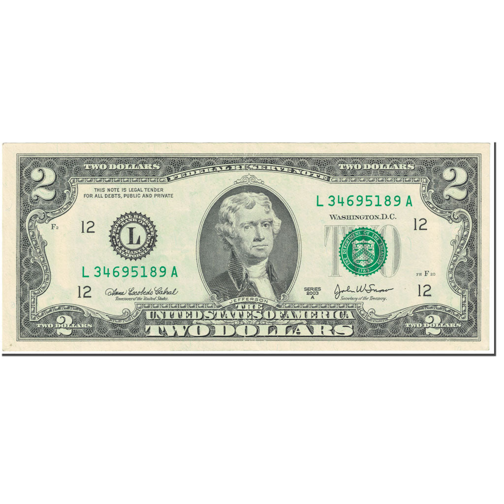 Banknote, United States, Two Dollars, 2003, Undated (2003), San Francisco