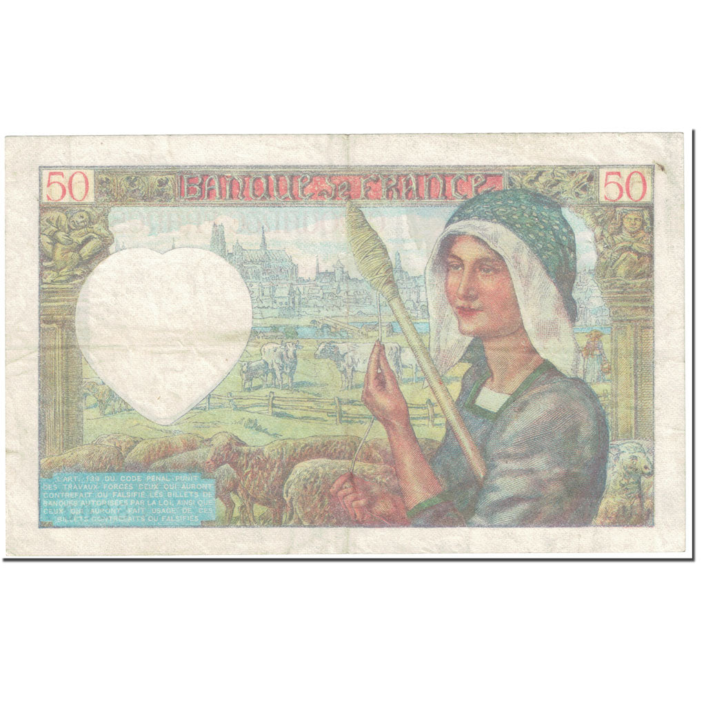 França, 50 Francs, Jacques Coeur, 1942, 1942-05-15, EF(40-45), Fayette:19.20